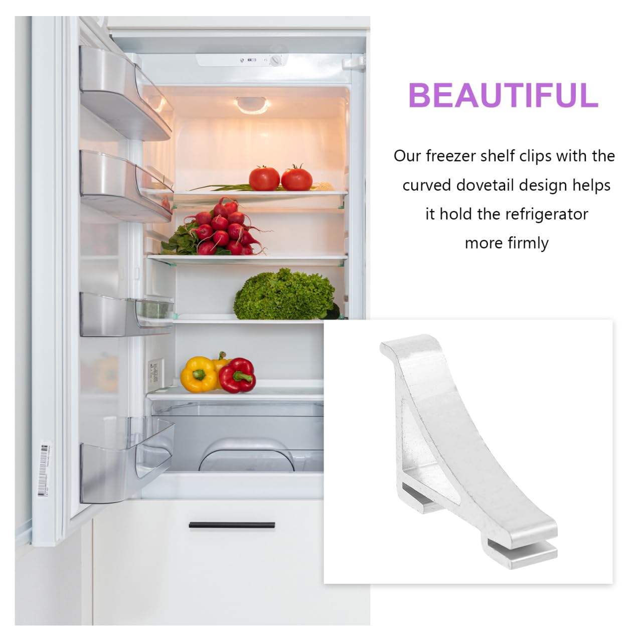 Refrigerator Shelf Clips - 8 Pack Aluminum -7