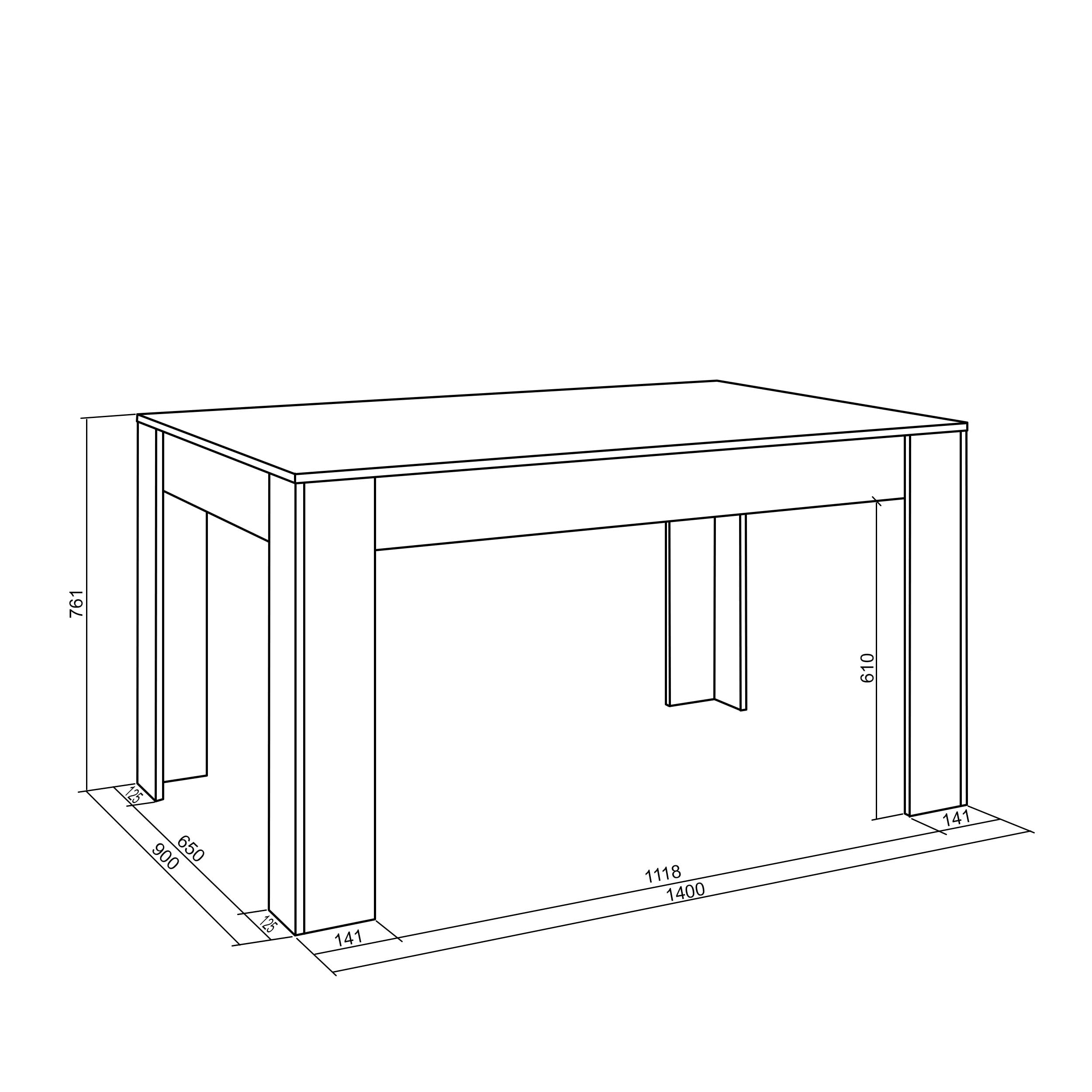 Skraut Home | Tavolo da Pranzo | Cucina, Sala da pranzo | 140x90x76 cm | Per 6 persone | Tavolo Cucina | Stile moderno | Bianco e Rovere