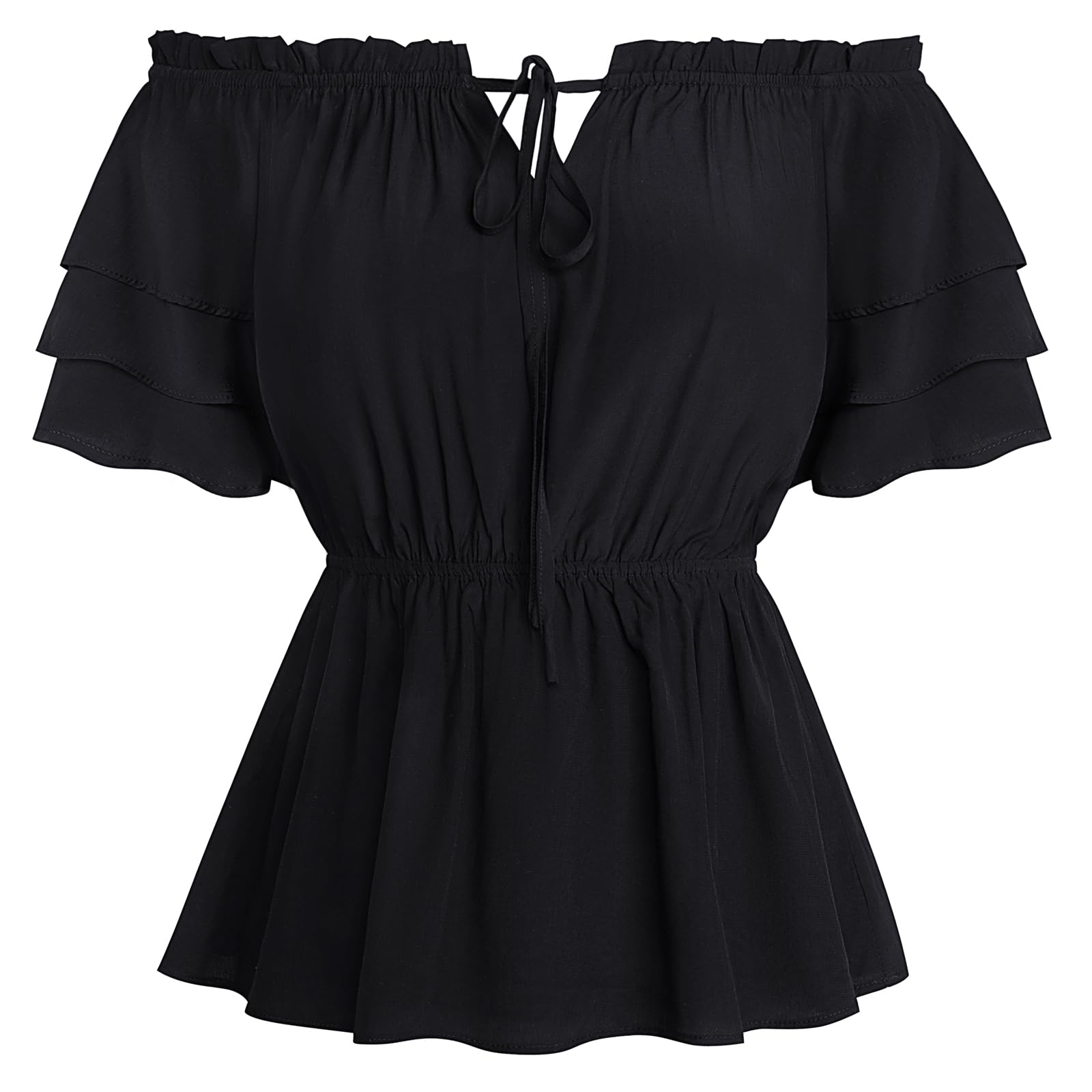 SCARLET DARKNESS Damen Renaissance Trachtenbluse Mittelalter Schulterfrei Rüschenbluse