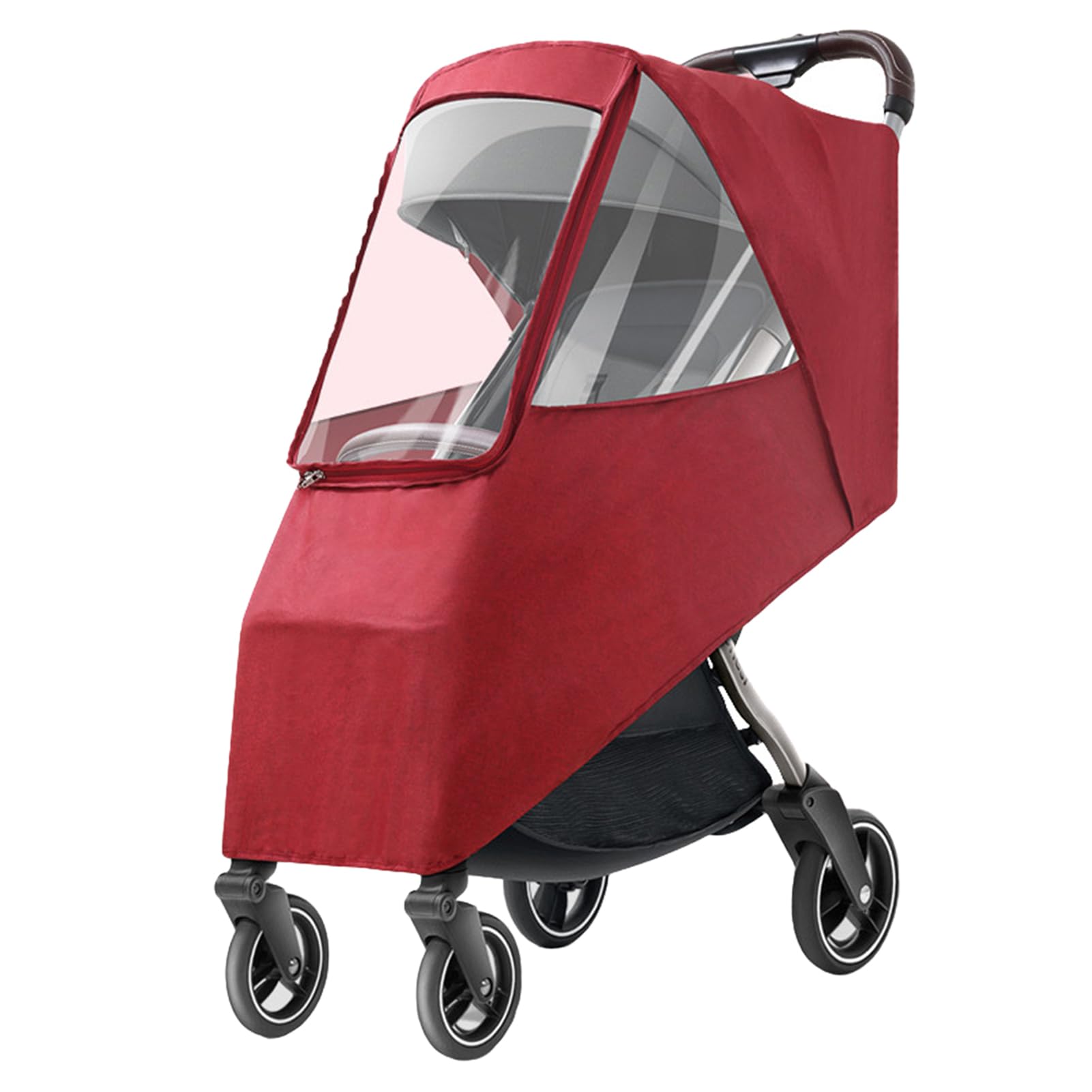 Universal Stroller Rain Cover - Waterproof, Windproof, Dustproof, Coldproof - Breathable Material, Ventilation Holes for Unrestricted Airflow (Wine Red)