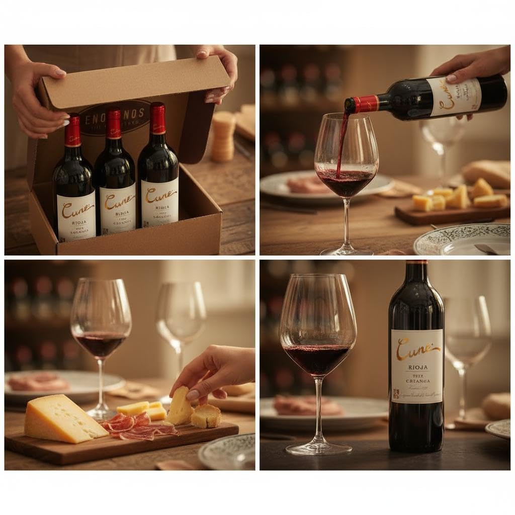 Vino Tinto Cune Crianza Nueva Añada - Envio 24 H - Pack 6 Botellas de Vino Rioja 75 cl - Mejor Selección ENOVINOS THE WINE BRAND