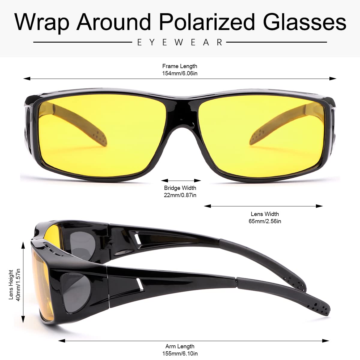 YIMI Rundum-Sonnenbrille, polarisierte Gläser zum Tragen über Korrektionsbrillen, passen über normale Brillen mit 100% UV-Schutz