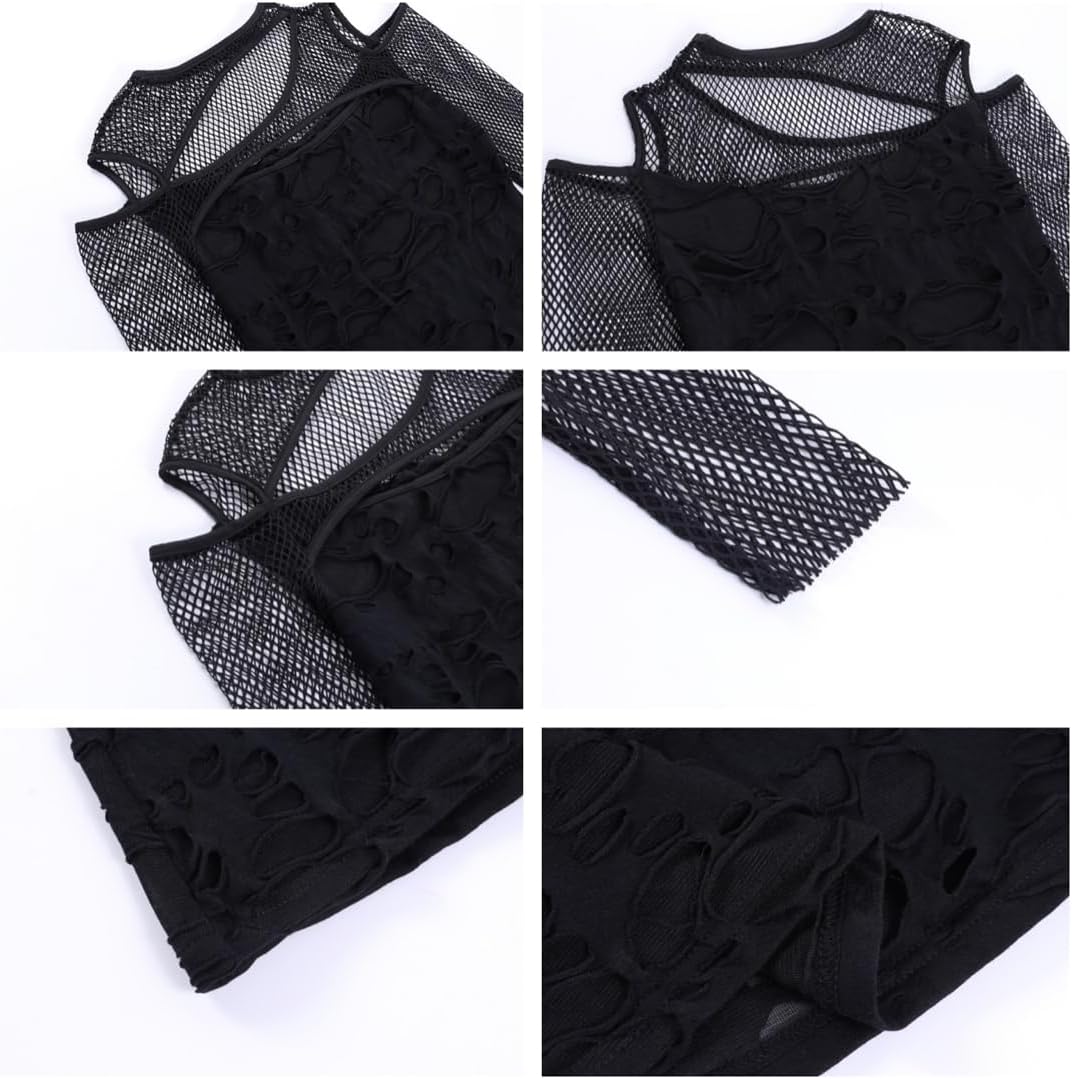 Women's Gothic T-Shirt Goth Crop Top Y2k Streetwear Long Sleeve Tops Rave Shirts - Image 5