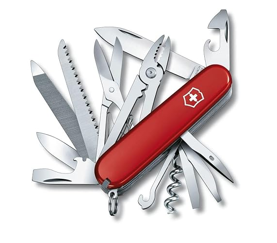 Victorinox Handyman Swiss Army Knife, 24 Functions, Swiss Made Pocket Knife with Large Blade, Screwdriver, Chisel and Pliers - Red