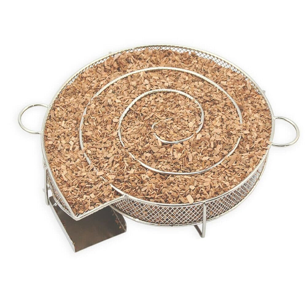 Générateur de Fumée Froide (serpentin pour fumoir)+La Sciure de Bois Hêtre Inclus 1.3 L (MADE IN FRANCE)+4 Crochets +2 Brosses de Nettoyage Offerts, Fumoir pour Viande et Poisson,Manuel en français
