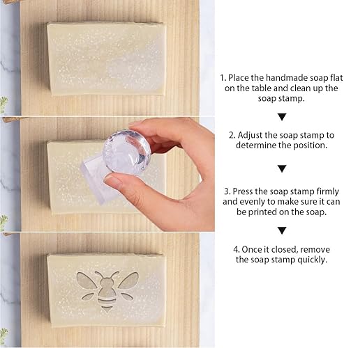 Miniatura 5 de PH PandaHall Sello de jabón hecho a mano, molde de estampado de abejas, sello de impresión de 1.3 pulgadas, cuadrado de jabón natural, para