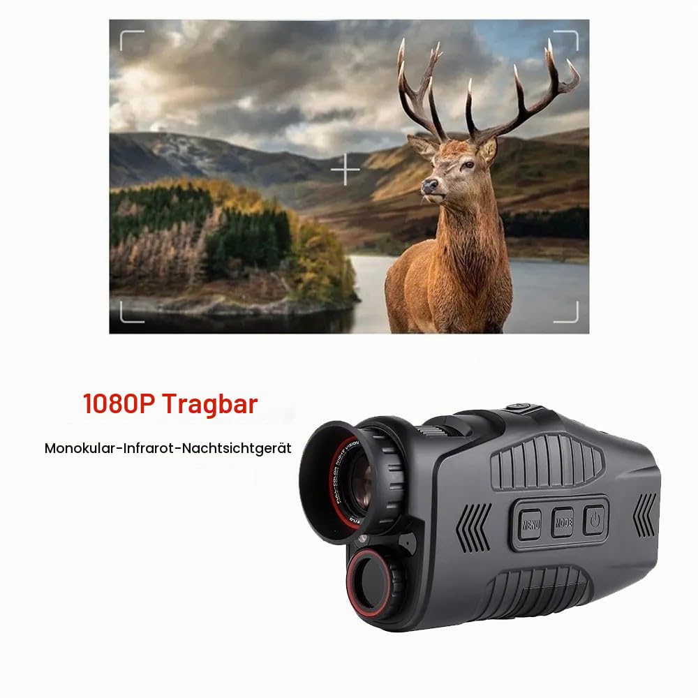 ACEXIER 1080P Monokular Infrarot Nachtsichtgerät für die Jagd 5X Digitalzoom 300M Dunkelheit Nachtsichtkamera