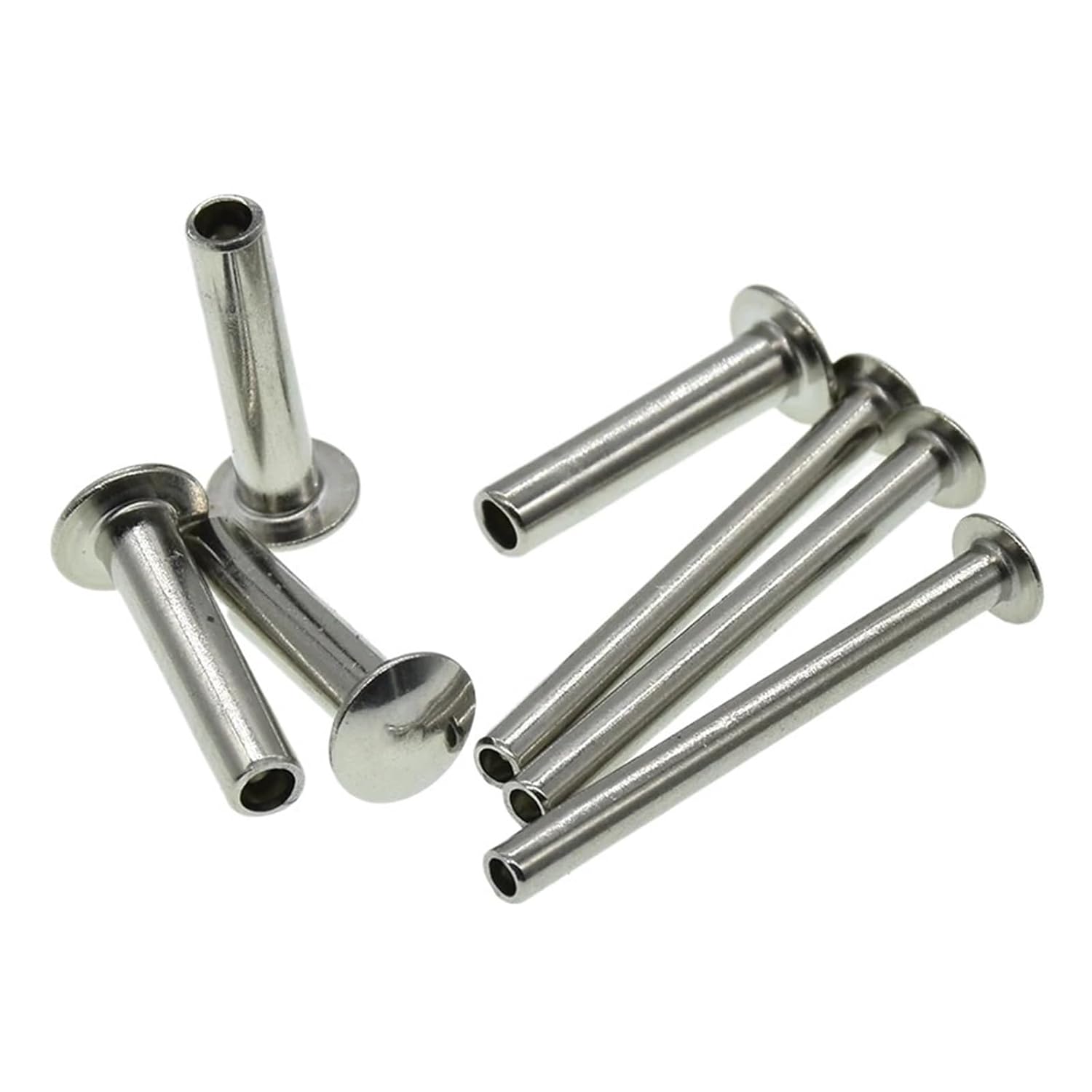 Wshao Store M4*3/4/5/6/8/10/12/14/16/18/20/25/30mm GB873 304 Stainless Steel Oval Head Semi-Tubular Rivets Round Head Half Hollow Shank(5mm)