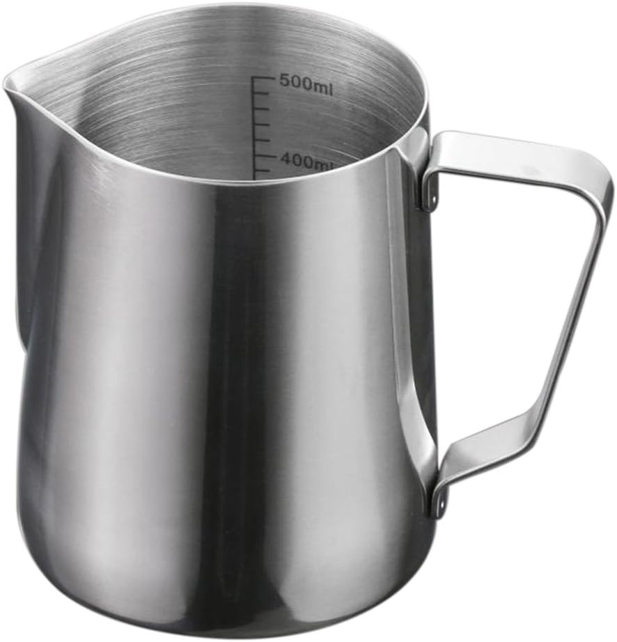 Stainless Steel Milk Frother Ivansa 600ml 20oz Milk Pitcher Frother Foam Cup for Espresso Coffee Latte M 500ml