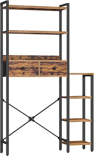 Miniatura 5 de HOOBRO Almacenamiento sobre el inodoro con 7 estantes y 2 cajones, organizador de baño independiente, ahorro de espacio de baño industrial, estante