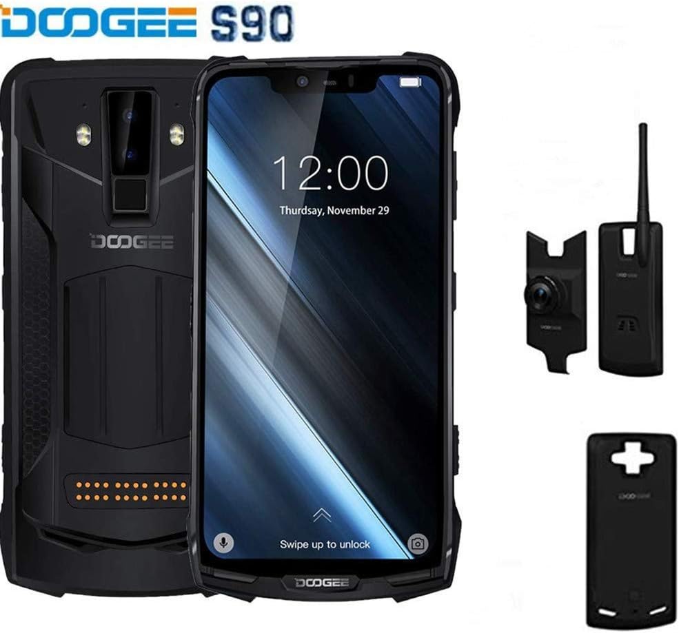 Rugged Unlocked Cellphone DOOGEE S90 Smartphone Super Version,IP68/IP69K Waterproof Shockproof Outdoor Mobile,6.18”FHD+ Screen 6GB RAM+128GB ROM 8MP+16MP Dual Rear Cameras with Three Modules (Black)