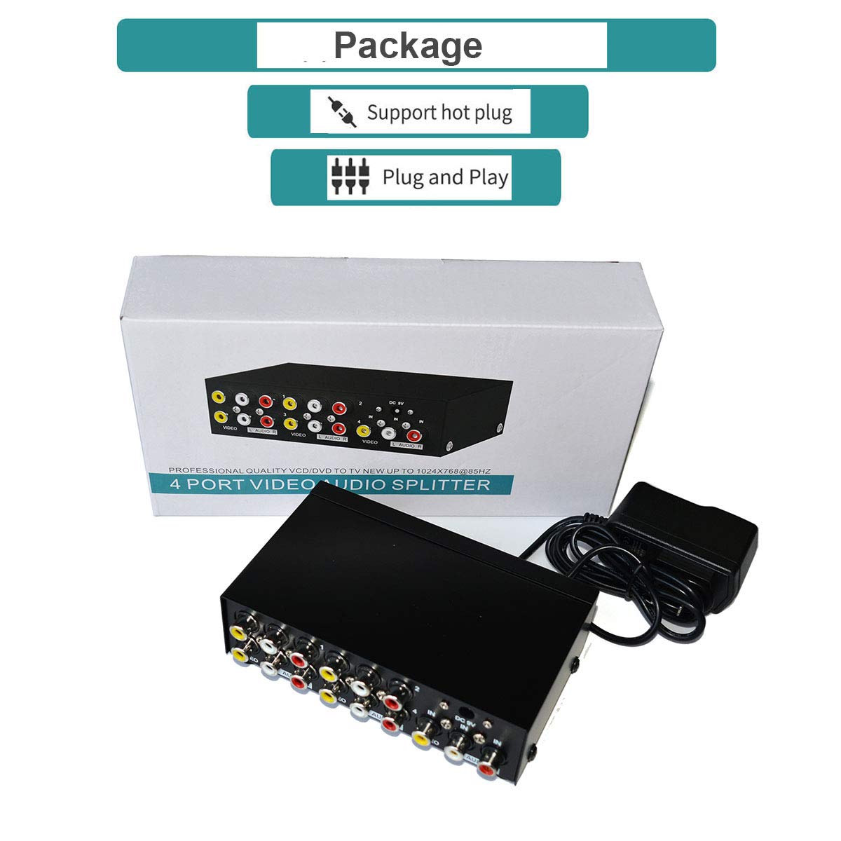 Amazon.com: MT-VIKI 4 Way 3 RCA Splitter Composite Video