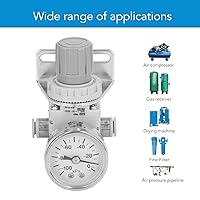 Vista 5 de Jeanoko Regulador de vacío neumático, regulador de presión de aire, válvula reguladora de aire ABS ‑100 a ‑1.3Kpa con dial para la industria 80