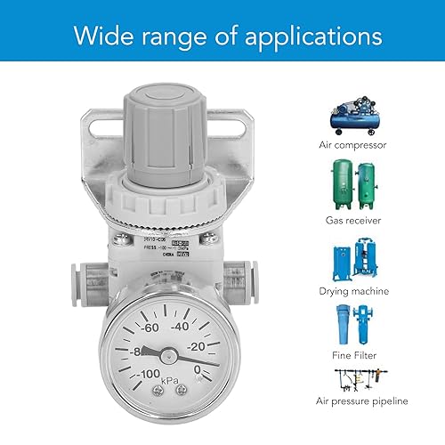 Miniatura 3 de Jeanoko Regulador de vacío neumático, regulador de presión de aire Válvula reguladora de aire ABS 100 a 1.3Kpa con dial para industria 80 válvula