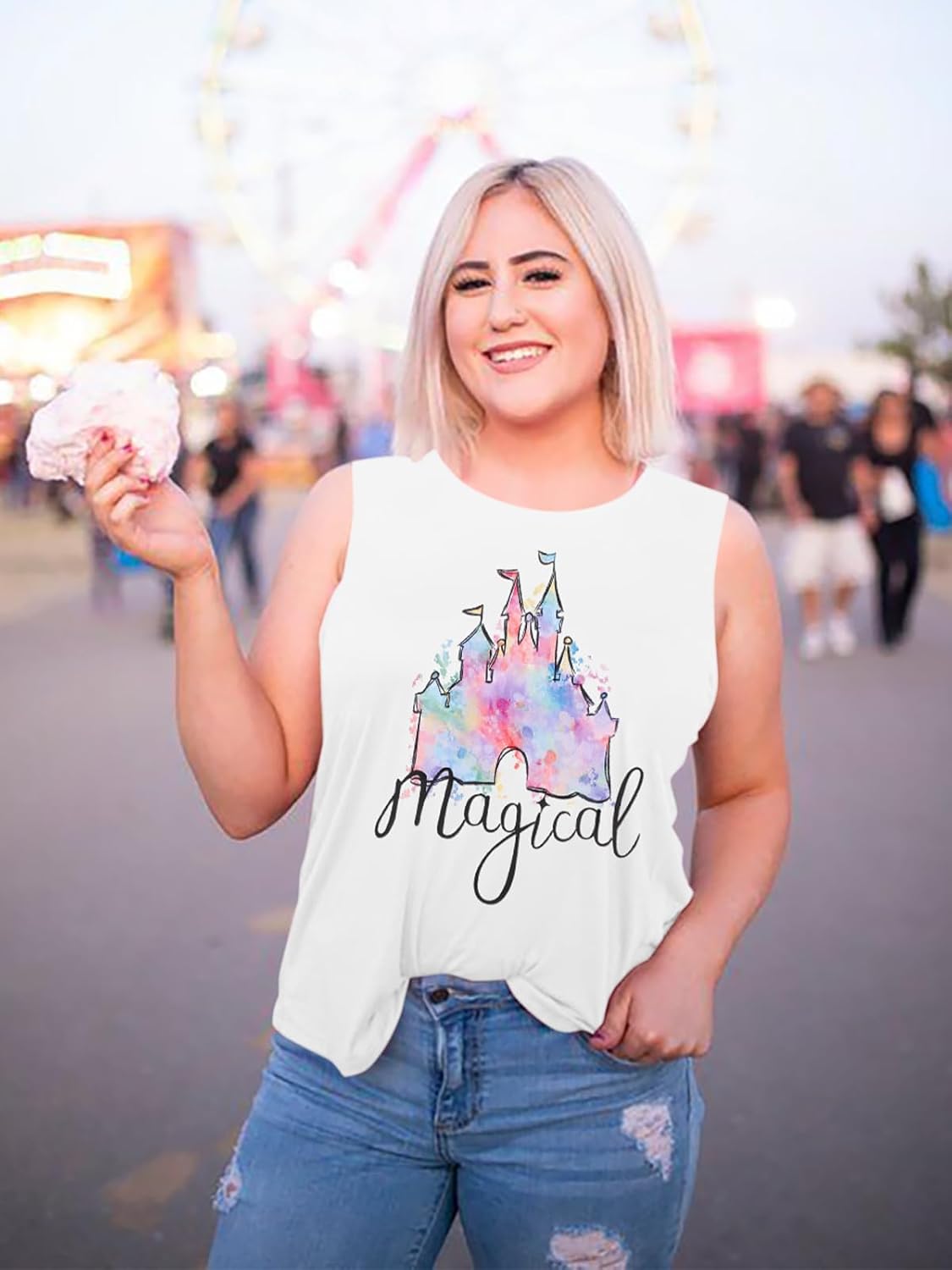 LUKYCILD Magic Castle Tank Top Women Magic Kingdom Shirts Graphic Tanks Summer Holiday Vacation Sleeveless Tops - Image 2