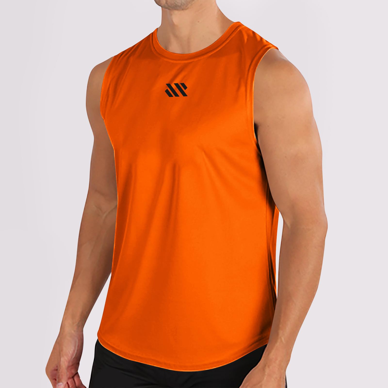 Lot de 3 Débardeur Homme Sport Maillot de Corps Col Rond Coton Respirant Fin Cut Tank Top