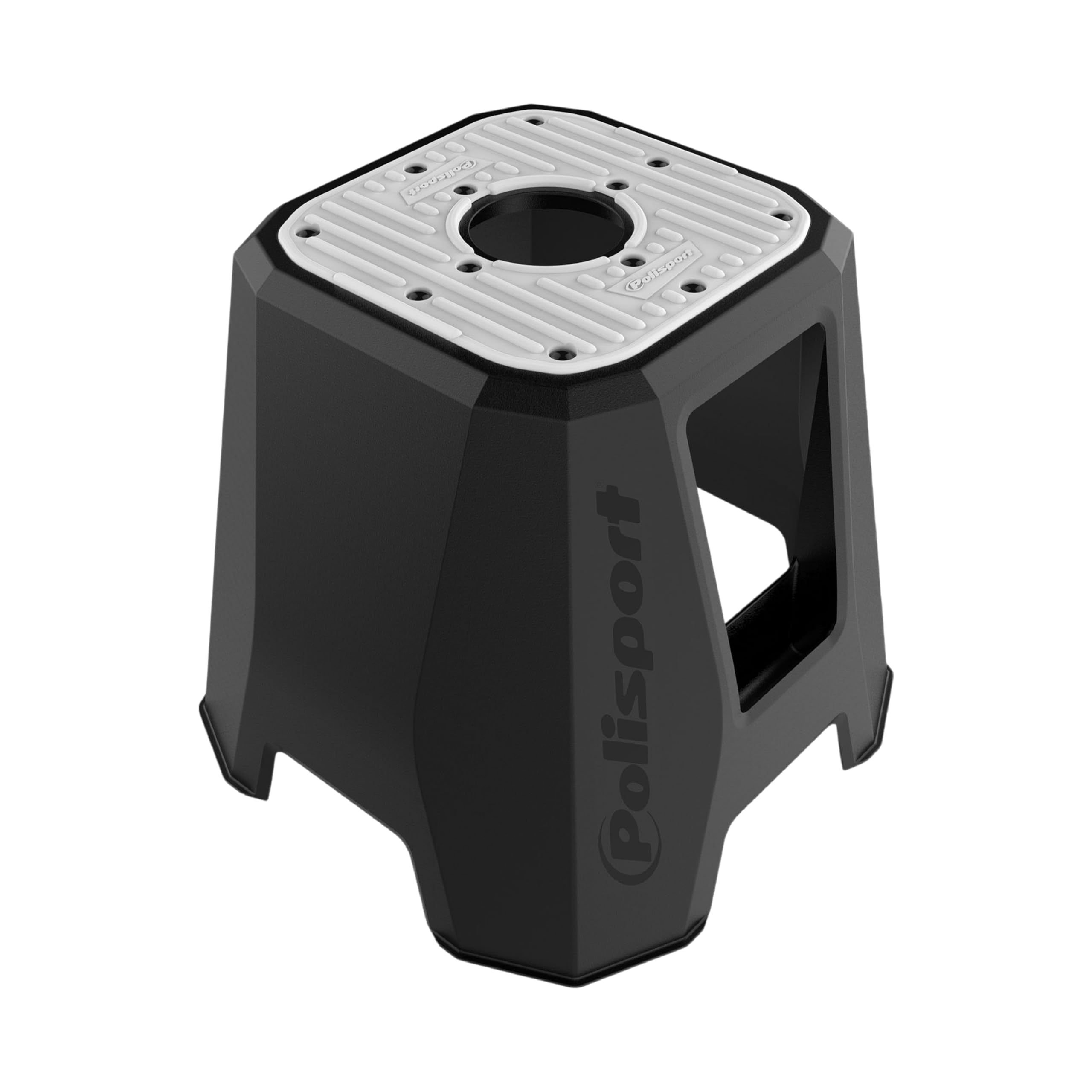 Polisport 8985800001 - Chevalet en Plastique Haute résistance Avec revêtement supérieur antidérapant, léger et Avec poches à outils. Conception de Couleur Noir