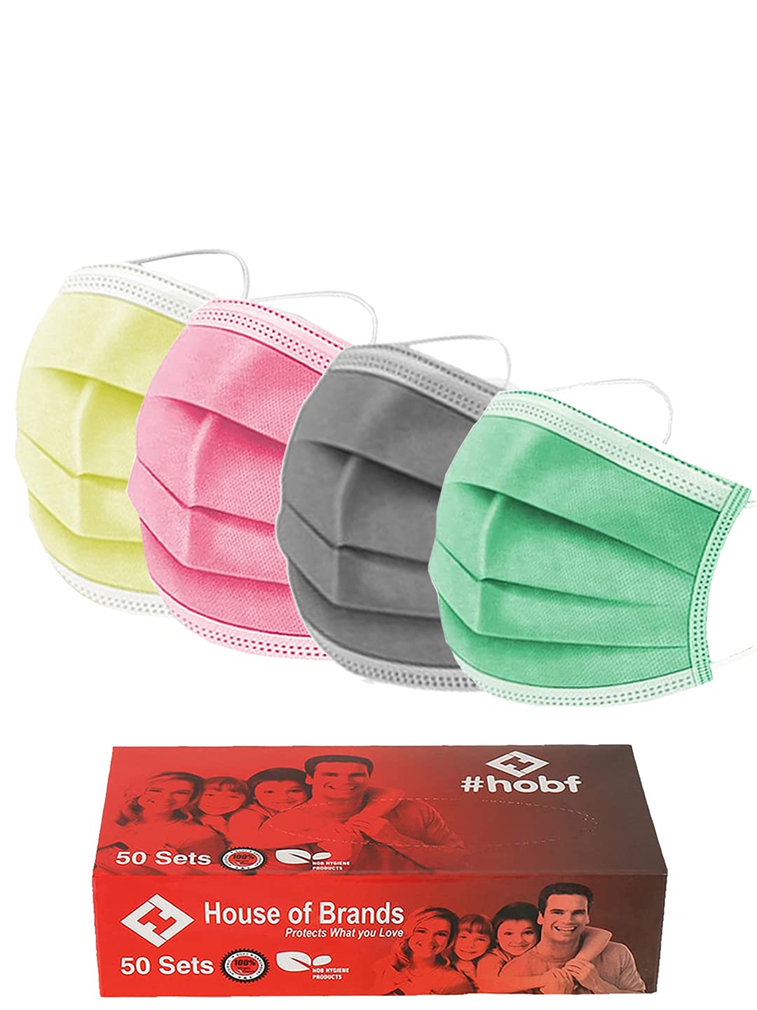hobf Surgical Mask Pack containing surgical masks 3 layer 100 pieces/pack of 100 / pack of 50 / surgical mask pack of 100 & 200 - surgical mask for Men & Women -HOBF100-GR,GRY,PK,YL (B096JSDQD1) Amazon Price History, Amazon Price Tracker