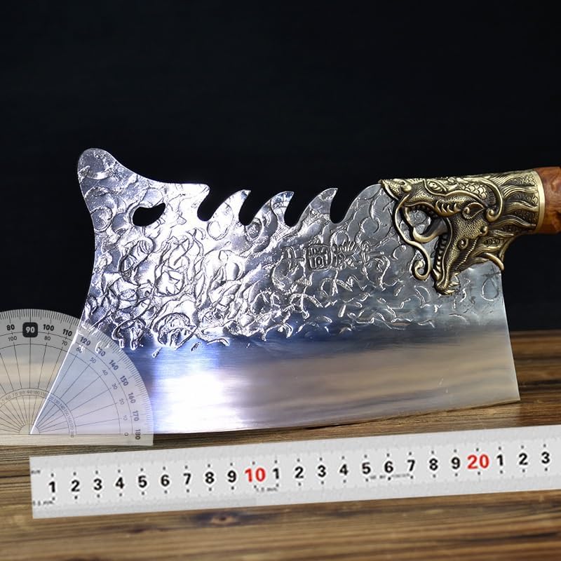 Meat Cleaver,Cleaver Knife Kitchen Knife Chinese Cleaver Knife Handmade 7Cr17MOV Traditional Handmade Forged Kitchen Knife Chopper Cooking Knives Tools
