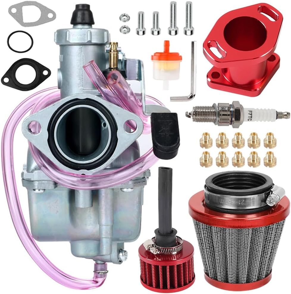 212CC VM22 Carburetor 26mm Carb for 196cc CT200U BT200X KT196 CT200U-EX Massimo Baja Warrior MB200 6.5hp GX160 GX200 for Lifan YX Zongshen Apollo Atomic Pit Dirt Bike BBR CRF70 DHZ KLX SSR Red