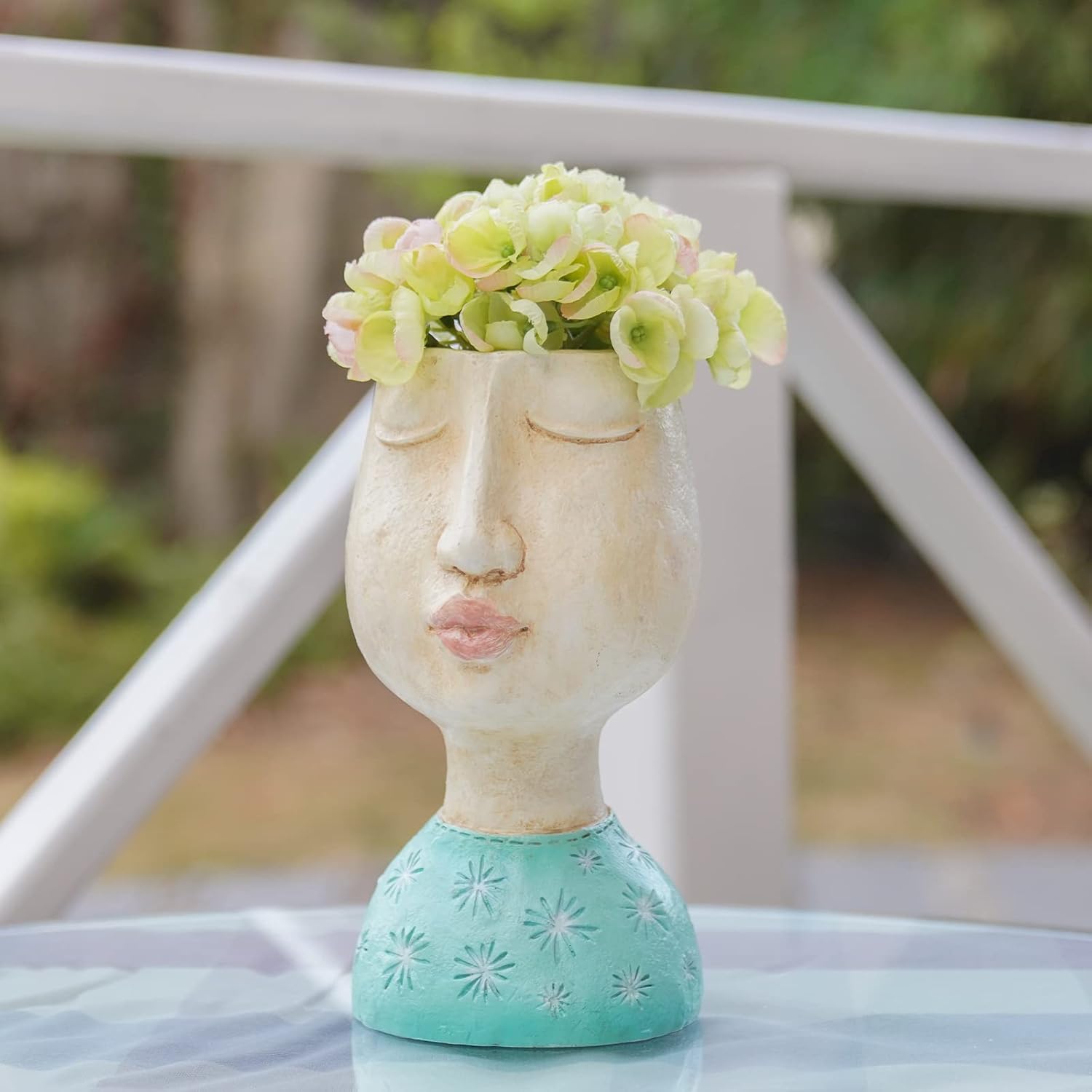 DiliComing Head Planter Face Planter Pots - 8" Indoor Flower Planter, Outdoor Planter, Succulent Pot, Girl Resin Planter with Drainage Hole (Large) : Patio, Lawn & Garden
