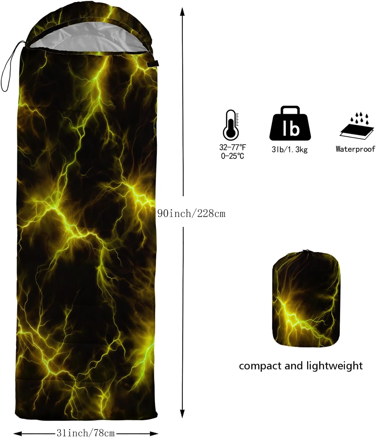 QOOMO Camping Sleeping Bags,3 Season Warm & Cool Weather,Lightweight,Waterproof Sleeping Bags for Adults & Kids,Traveling,and Outdoors,Camping Gear Equipment