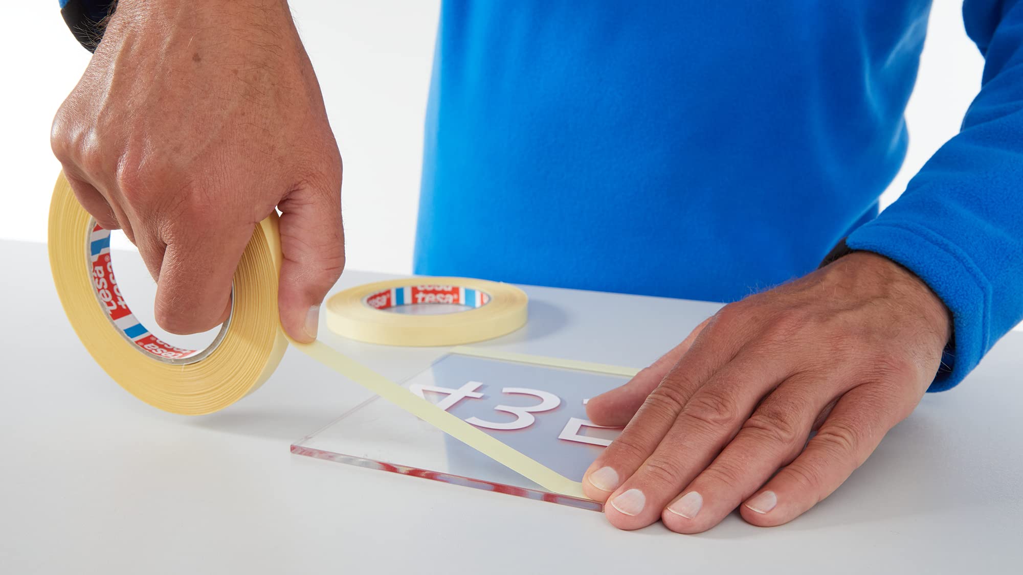 tesa fix 64621 Cinta adhesiva doble estándar resistente a la humedad para fijación y fijación, cinta adhesiva transparente, 25 m x 5 cm, paquete de 6 unidades
