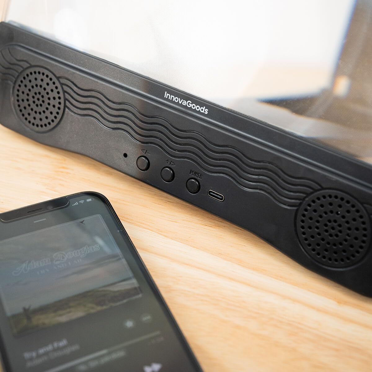InnovaGoods Amplificatore proiettore Bluetooth 5.1 per cellulare, 3mW, USB-C, portatile, pieghevole, display 150-180 min