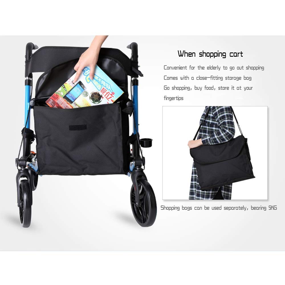 Składany Chodzik Typu Rollator Chodziki Typu Rollator Chodzik Typu Rollator Składany Chodzik Typu Rollator, 4 Koła, Medyczny Chodzik Z Siedziskiem I Torbami Do Przechowywania, Pomoc W Poruszaniu Się