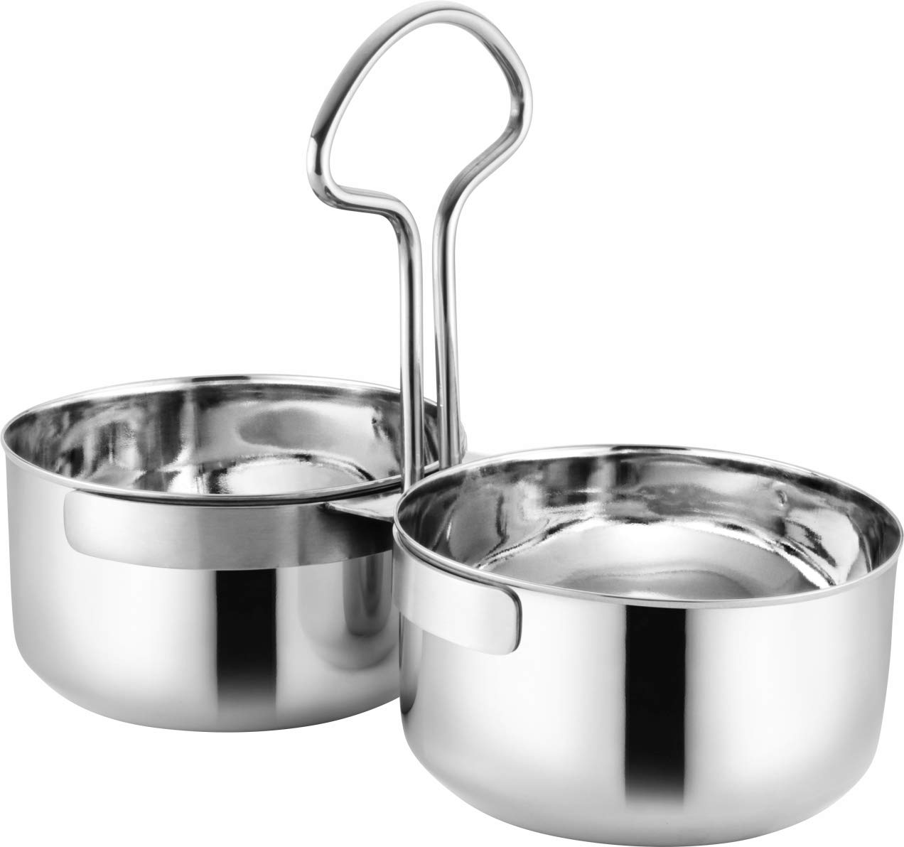 Mintage Saag Daan Steel with Lid 2 Compartments Sagdan | Big Size Saag Daan Steel Stainless Chaumukh | Heavy Gauge Double Serving Bowl with Handle | Home & Kitchen Storage Bowls