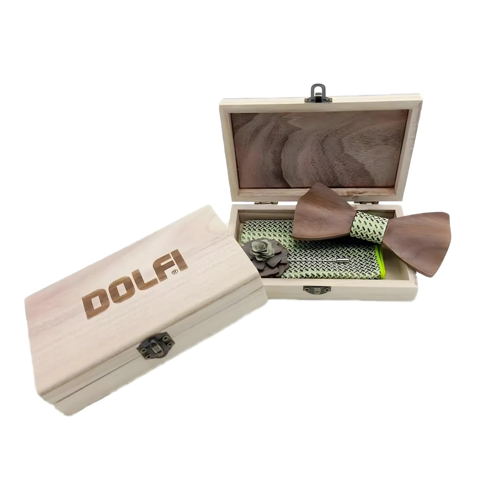 Juego de pajarita de madera para hombre verde 10 cm | Madera natural de Val Gardena | Figura Belén