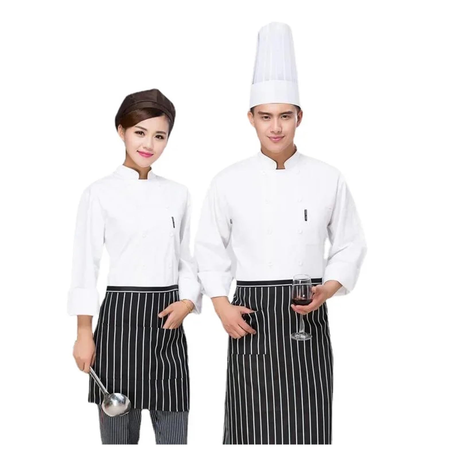 Koch Jacke Kochkleidung Langarm Zweireihig Küchenkleidung Hotel und Restaurant Arbeitskleidung for Männer Restaurant Back Kitchen(Bai-Duan,4XL)