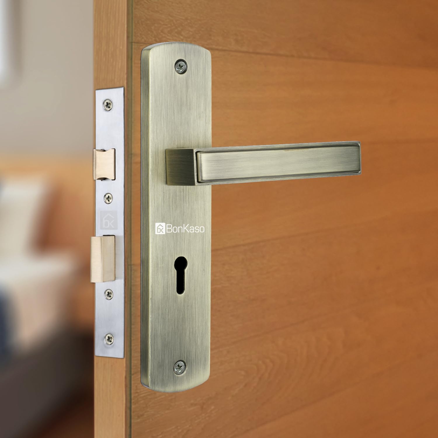 BonKaso KYGMC-2 Premium Zinc Heavy Duty Safe and Secure Mortise Lever Main Door Lock Set with Door Handle and 2 Keys for Home, Office & Hotel - (Antique Brass) Set of 1 (B0CDG8LGZ3) Amazon Price History, Amazon Price Tracker