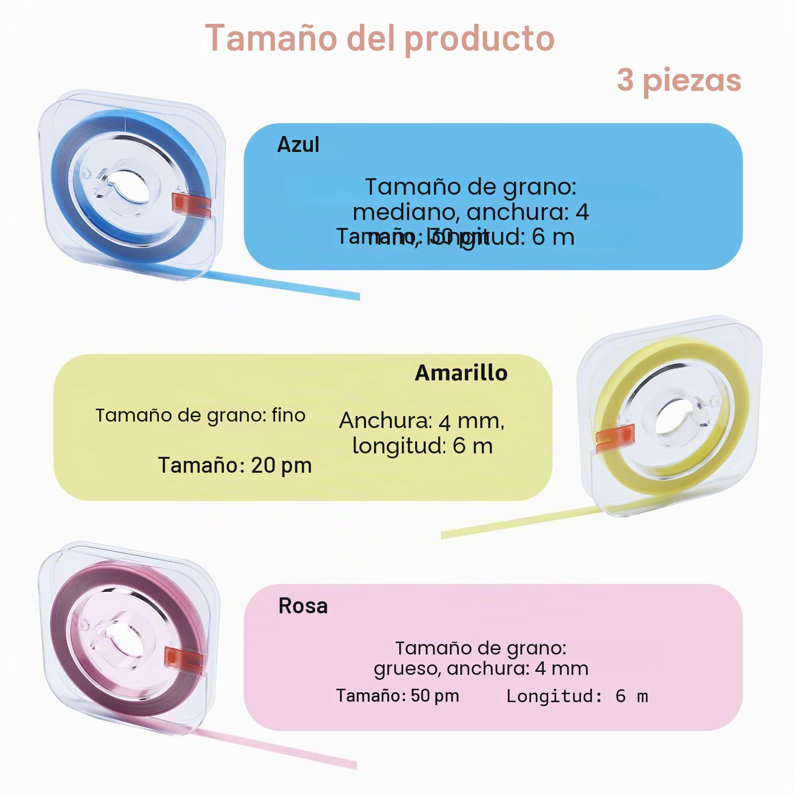 3 Piezas Tira de Pulido Dental Papel de Lija Dientes para Espacios Interdentales Pulidor Abrasivo Blanqueadoras Herramienta de Cuidado Bucal (4mm x 6m)