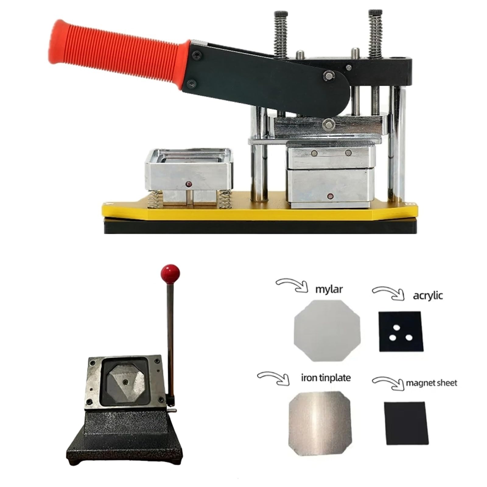 Button Badge Press Maschine Quadratischer Maschinensatz zur Herstellung von Kühlschrankmagneten, einschließlich Materialien