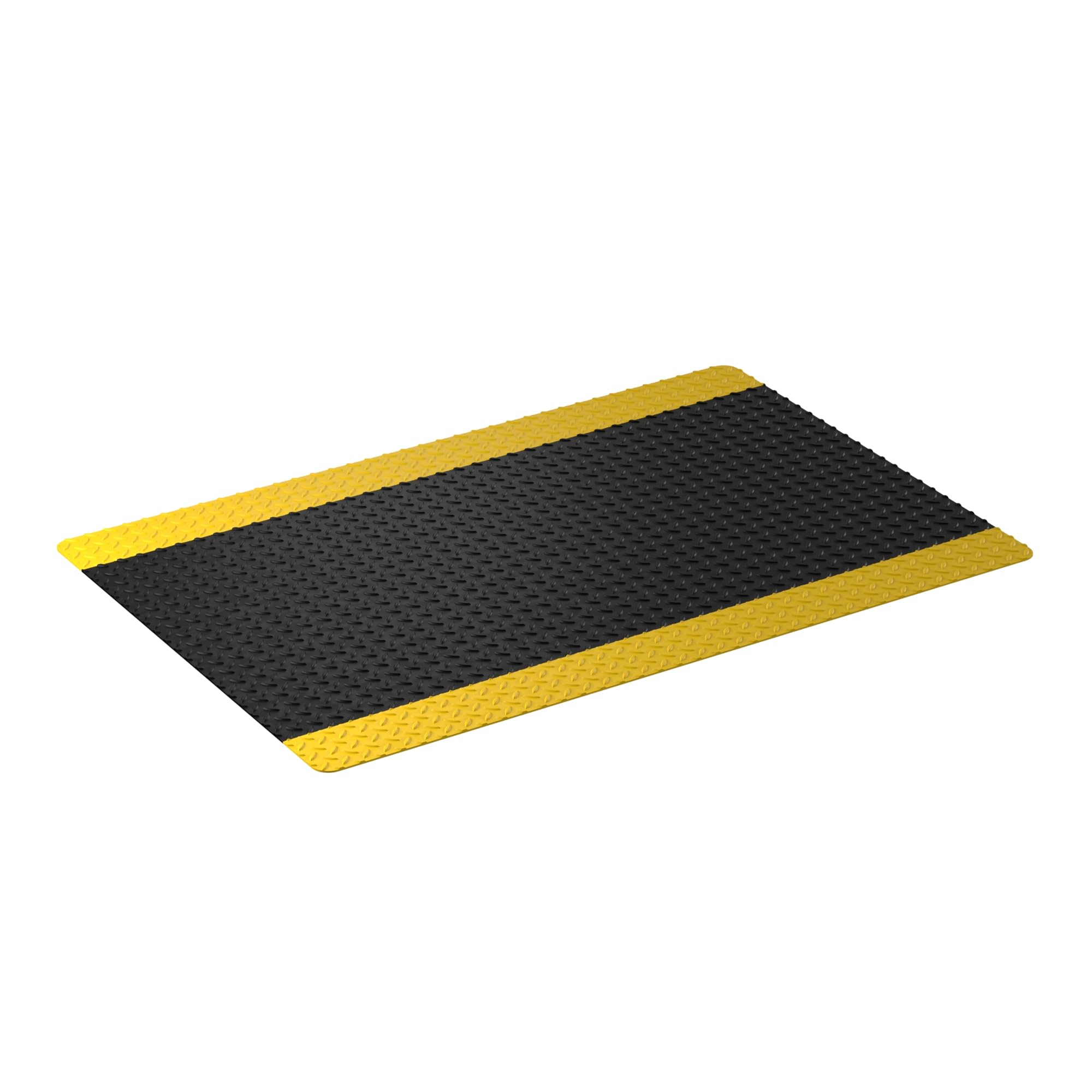 Diamond Star 3' x 75' Black Anti-Fatigue Mat with Yellow Borders - 15/16