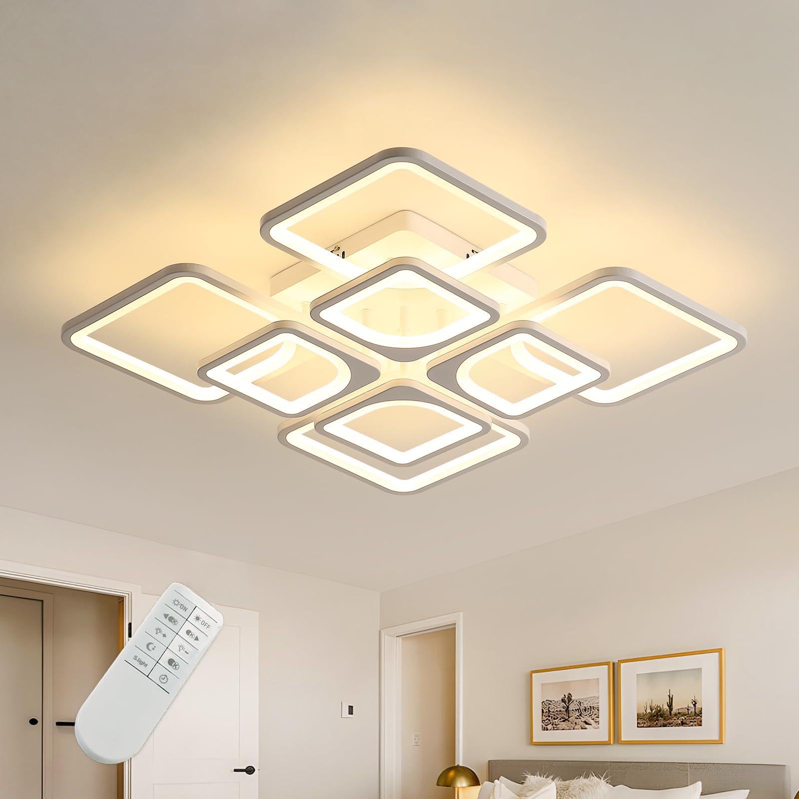 Comely Plafoniera LED Moderna, 80W Lampada da Soffitto, Lampadario LED Soffitto Dimmerabile con Telecomando e Controllo APP 8000LM 3500K - 6500K per Soggiorno, Camera da Letto, Sala da Pranzo