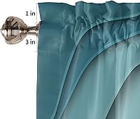 Vista 5 de Cortina de cenefa color turquesa degradado para ventanas Kithchen, verde azulado y marrón, degradado, moderno, abstracto, geométrico, cenefas