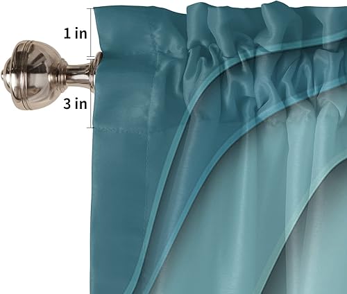 Miniatura 5 de Cortina de cenefa color turquesa degradado para ventanas Kithchen, verde azulado y marrón, degradado, moderno, abstracto, geométrico, cenefas con
