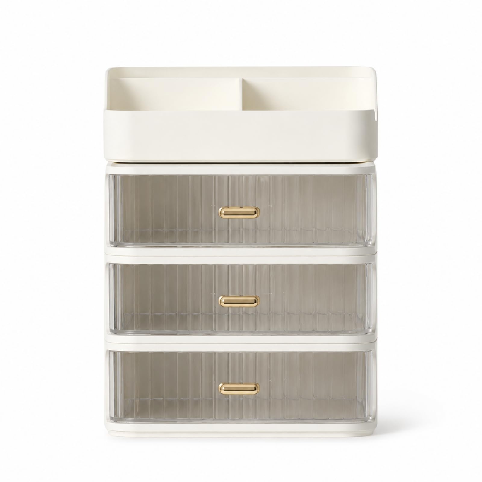 Desktop Storage Container Organizer da Scrivania Portaoggetti con Cassetti Portapenne Scatola Porta Accessori in HPS PP Frontali Fumè Traslucidi Adatto per Dormitorio, 20 20 30 Cm