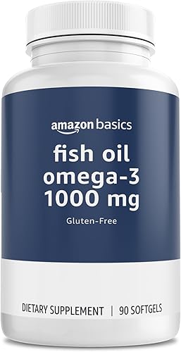 Tienda Basics Aceite de pescado Omega-3 1000 mg, 90 cápsulas blandas (1 por porción), sin gluten