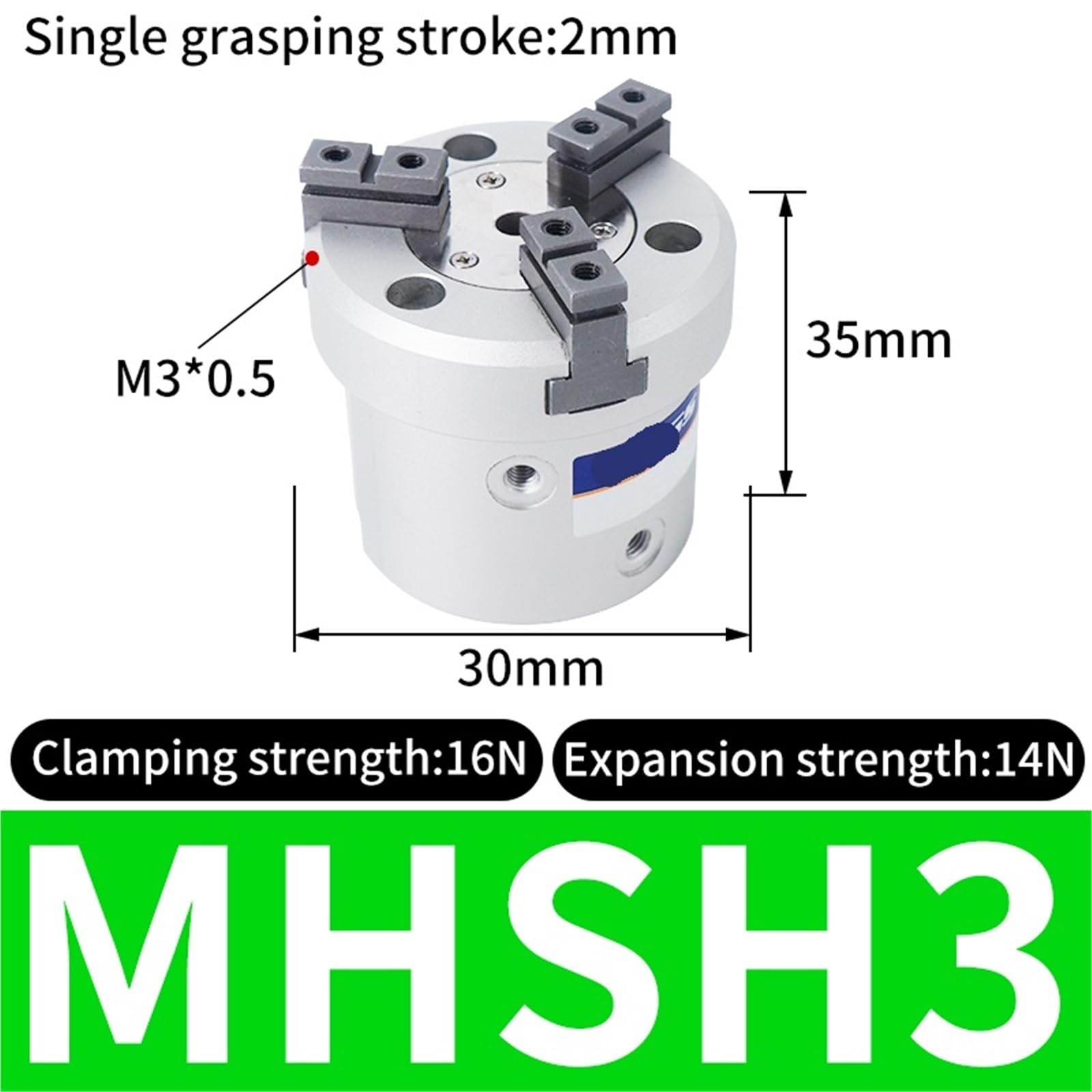 1 pz Pneumatico Parallelo Stile Tre Dita Air Pinza Cilindro MHS2-20D MHS3-25D MHSL2-32D MHSL3-40 MHSH3-16D 50D 63D 80D 125D(MHSH3 Through hole,63D)