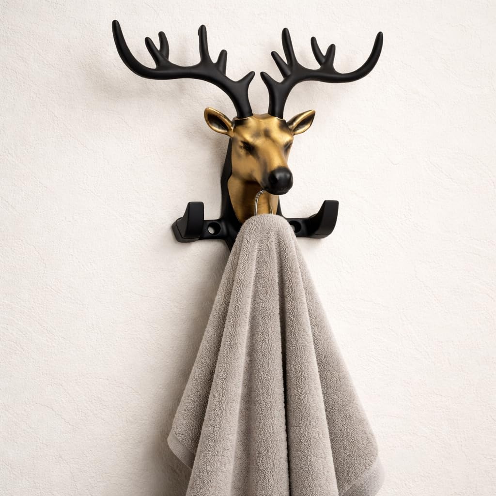LIDDU Wall Key Holder & Hanger for Home Decor, Premium Wall Mount Hanger Hook for Clothes, Key Chain, Bag, Belt, Hat Holder Stand (Non Plastic - Metal Deer Antique)-image-11