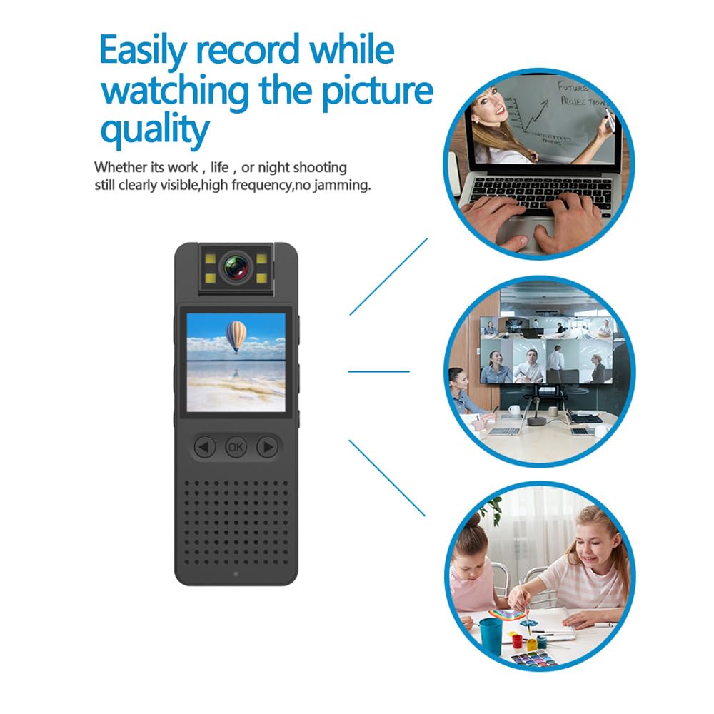 Andoer Videocamera HD 1080P con registrazione audio e video Obiettivo ruotabile a 180° Durata della batteria di 4-5 ore Videocamera clip-on con visione notturna Connessione WiFi