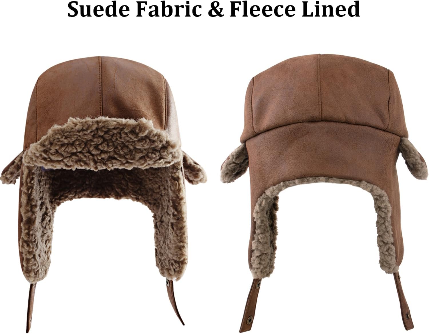 Peicees Aviator Hat and Goggles for Adult Men Women Vintage Pilot Hat Costume Winter Trapper Hat with Fur Ear Flaps Fleece - Image 6