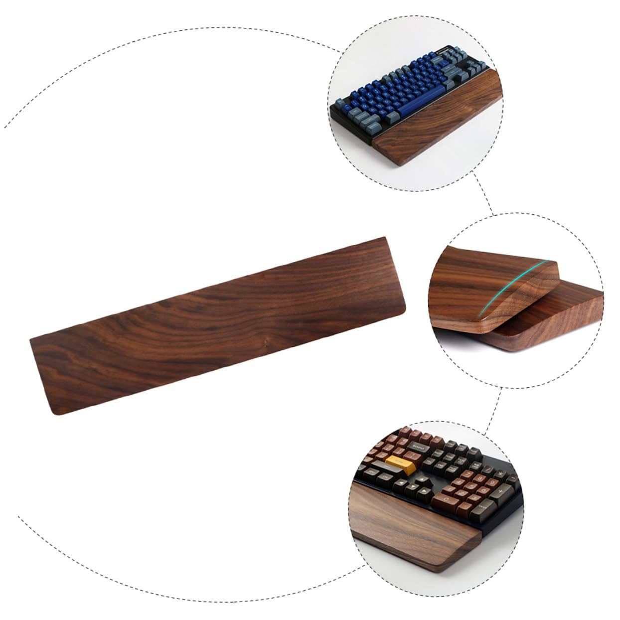 Walnussholz Handgelenkauflage 440x80mm für Tastatur