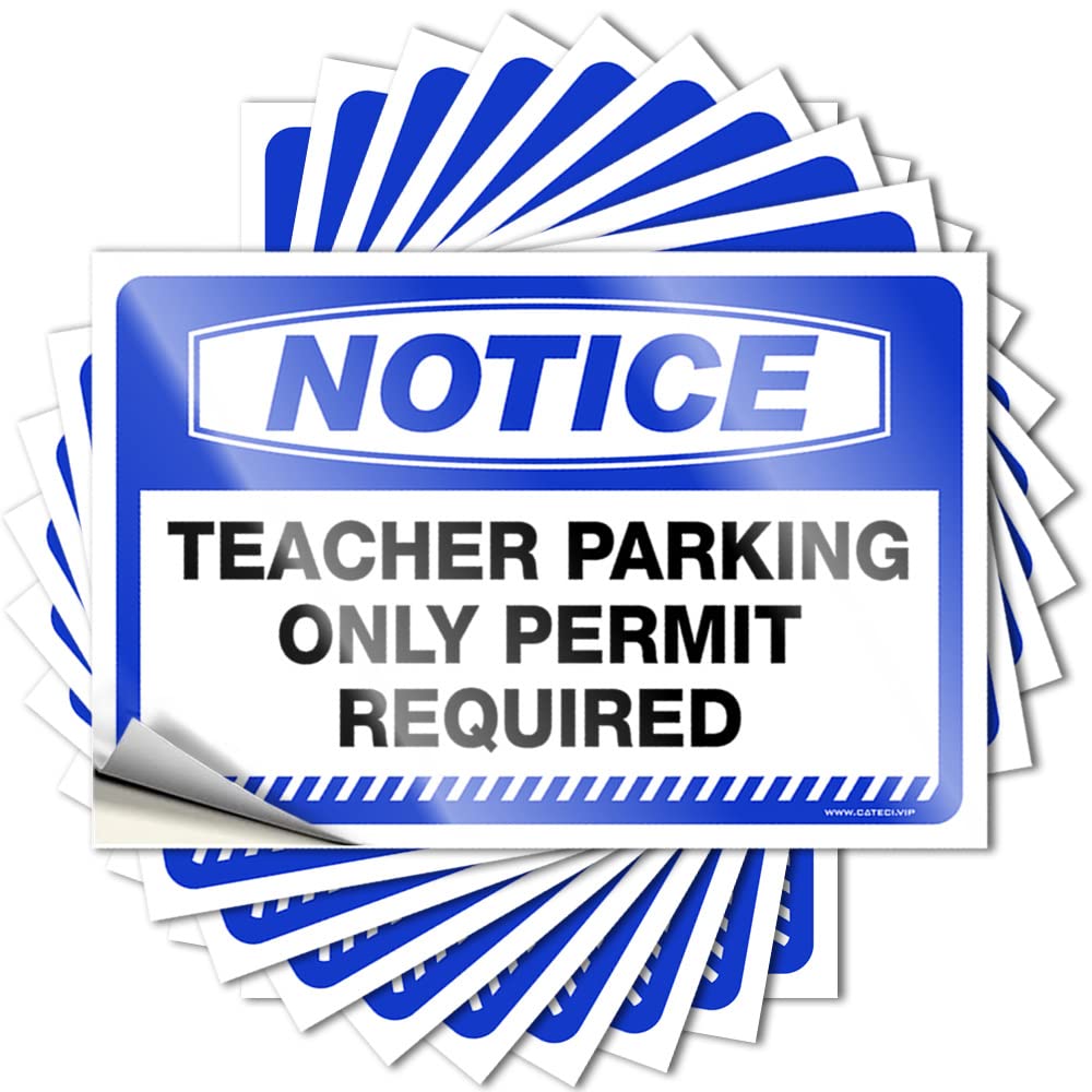 Notice Teacher Parking Only Permit Required Tattoos Funny Kitchen Decor Self Adhesive | Spicy Designer Vinyl Sticker Pack for Cars(6X9CM)