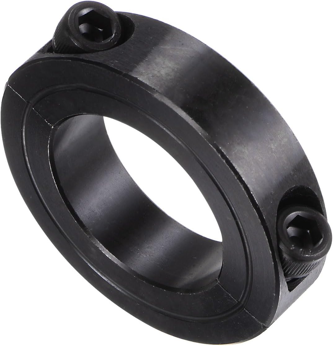 HARFINGTON Shaft Collar for 1-1/4" Rod 2-1/16" OD 1/2" Width Black Oxide Plating Double Split Axle Clamp-On Collar with Set Screw
