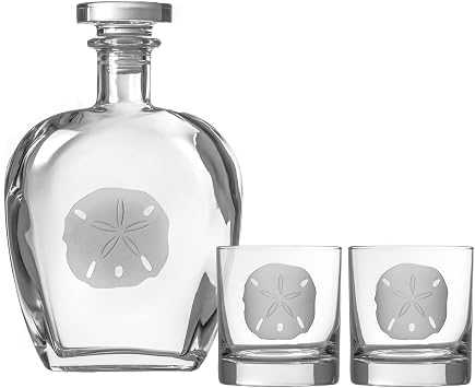 Rolf Glass Sand Dollar Whiskey Decanter and Rocks Glasses - Thumbnail 4