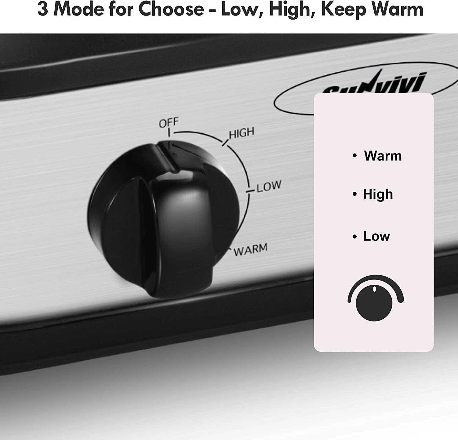 Dual Slow Cooker, Buffet Servers and Warmers with 2 X 1.25Qt, Tempered glass lids and Lid Rests, 3 Adjustable Temp, Stainless Steel